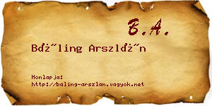Báling Arszlán névjegykártya